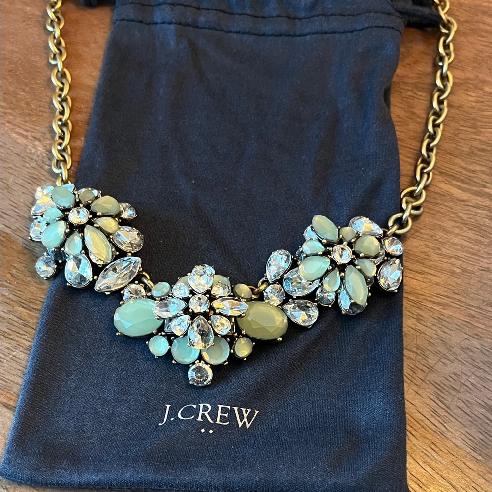 J. Crew Gold and Mint Floral Statement Necklace
